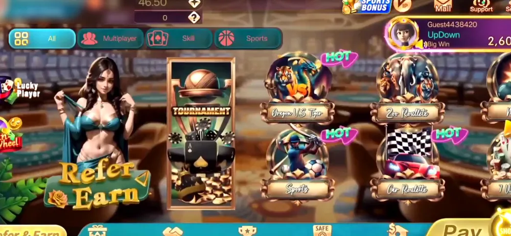 Rummy Gems lobby with the Tournament tile